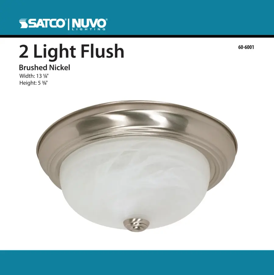 2-Light Alabaster Glass Flush Mount Ceiling Light - Image 2