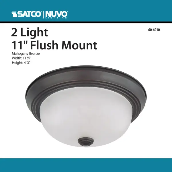 2-Light Flush Mount Ceiling Light with Frosted White Glass - Image 2
