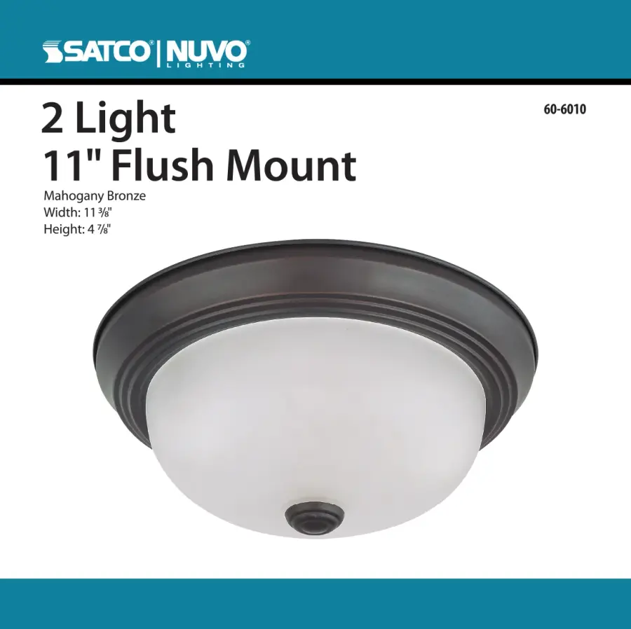 2-Light Flush Mount Ceiling Light with Frosted White Glass - Image 2