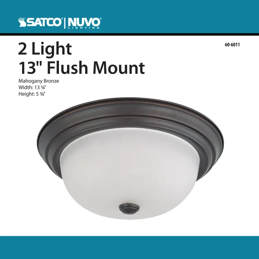 2-Light Flush Mount Ceiling Light with Frosted White Glass - Image 2