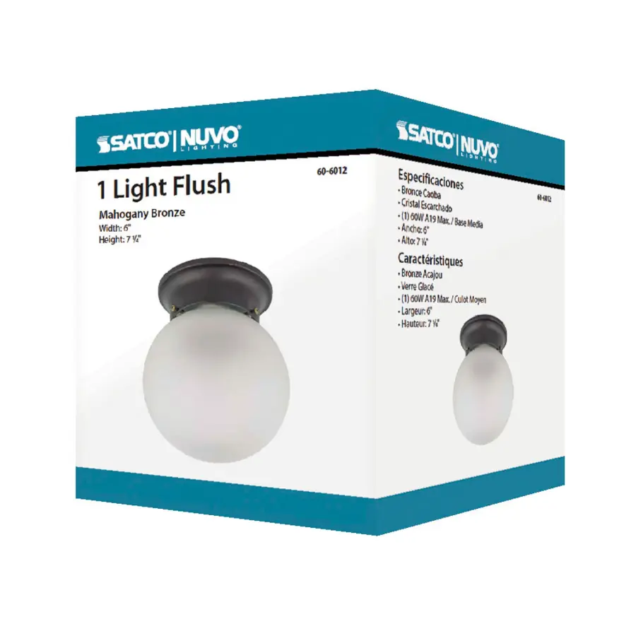 6-Inch Bronze Flush Mount Ceiling Light with Frosted Glass - Image 3