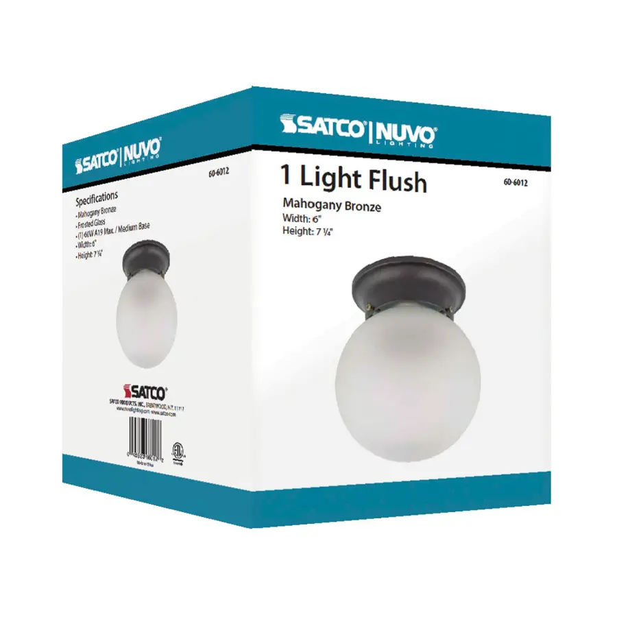 6-Inch Bronze Flush Mount Ceiling Light with Frosted Glass - Image 4