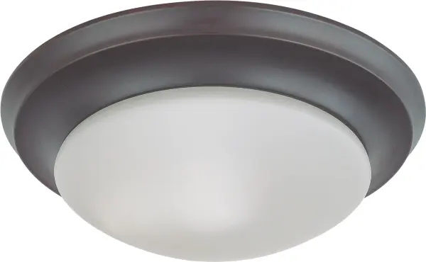 12" Bronze Flush Mount Ceiling Light with Frosted White Glass - Image 1