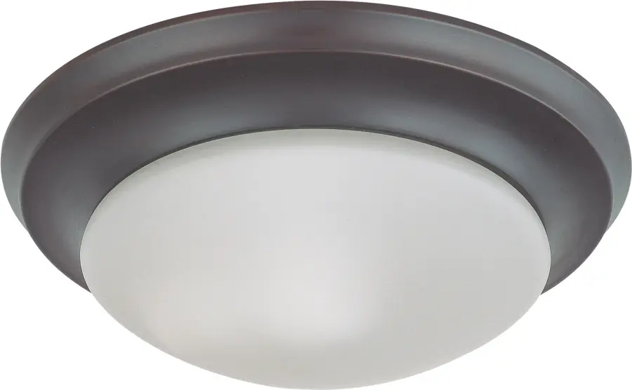 12" Bronze Flush Mount Ceiling Light with Frosted White Glass - Image 1