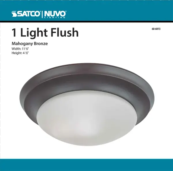 12" Bronze Flush Mount Ceiling Light with Frosted White Glass - Image 2