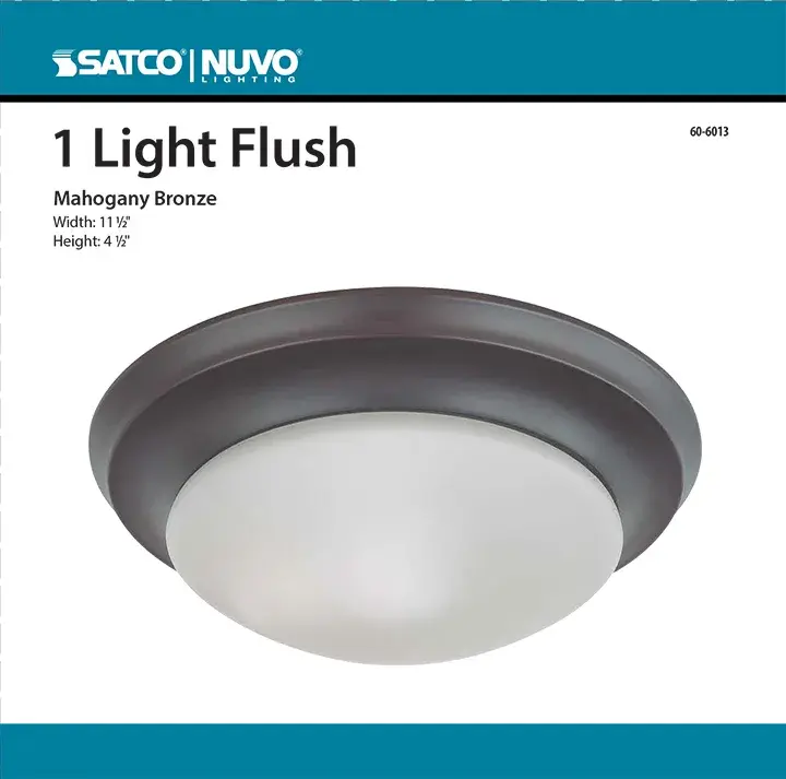 12" Bronze Flush Mount Ceiling Light with Frosted White Glass - Image 2