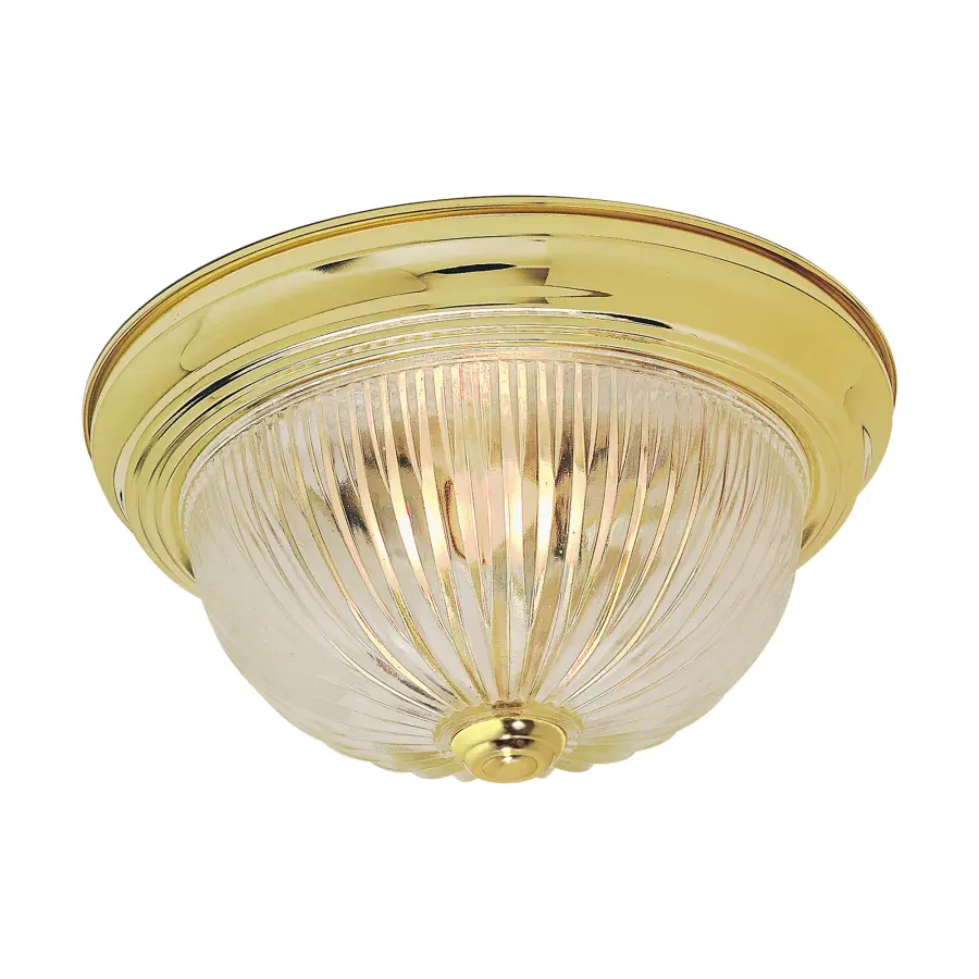 2-Light Flush Mount Ceiling Light with Clear Ribbed Glass - Image 1