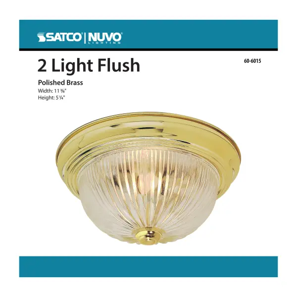 2-Light Flush Mount Ceiling Light with Clear Ribbed Glass - Image 2