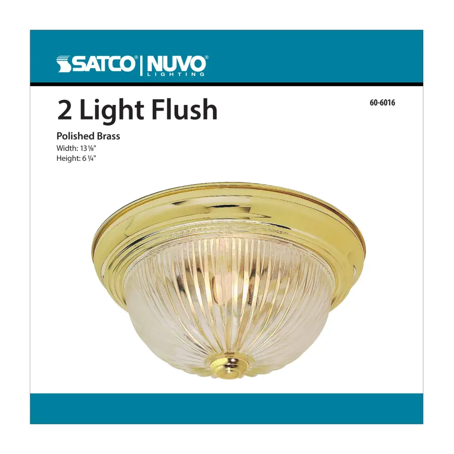 2-Light Flush Mount Ceiling Light with Clear Ribbed Glass - Image 2