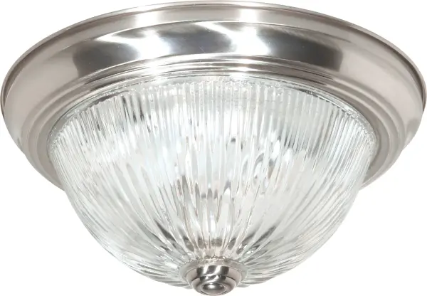 This 11-inch flush mount offers versatile lighting with a timeless ribbed glass design and nickel finish. Perfect for smaller spaces requiring functional yet attractive ceiling lighting.