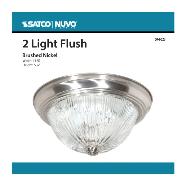 This 11-inch flush mount offers versatile lighting with a timeless ribbed glass design and nickel finish. Perfect for smaller spaces requiring functional yet attractive ceiling lighting. - alternate view