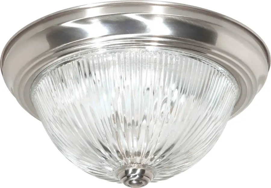 2-Light Flush Mount Ceiling Light with Clear Ribbed Glass - Image 1