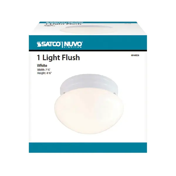 This compact 8-inch flush mount delivers timeless mid-century charm with its iconic mushroom glass shade. Perfect for smaller spaces requiring functional yet stylish lighting with a clean white finish. - alternate view