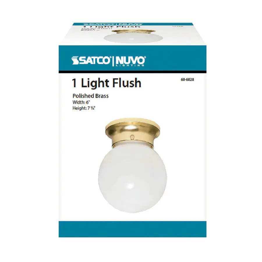 6-Inch White Ball Ceiling Light with Brass Finish - Image 2