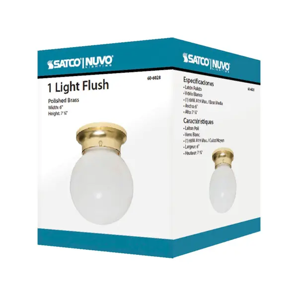 6-Inch White Ball Ceiling Light with Brass Finish - Image 3