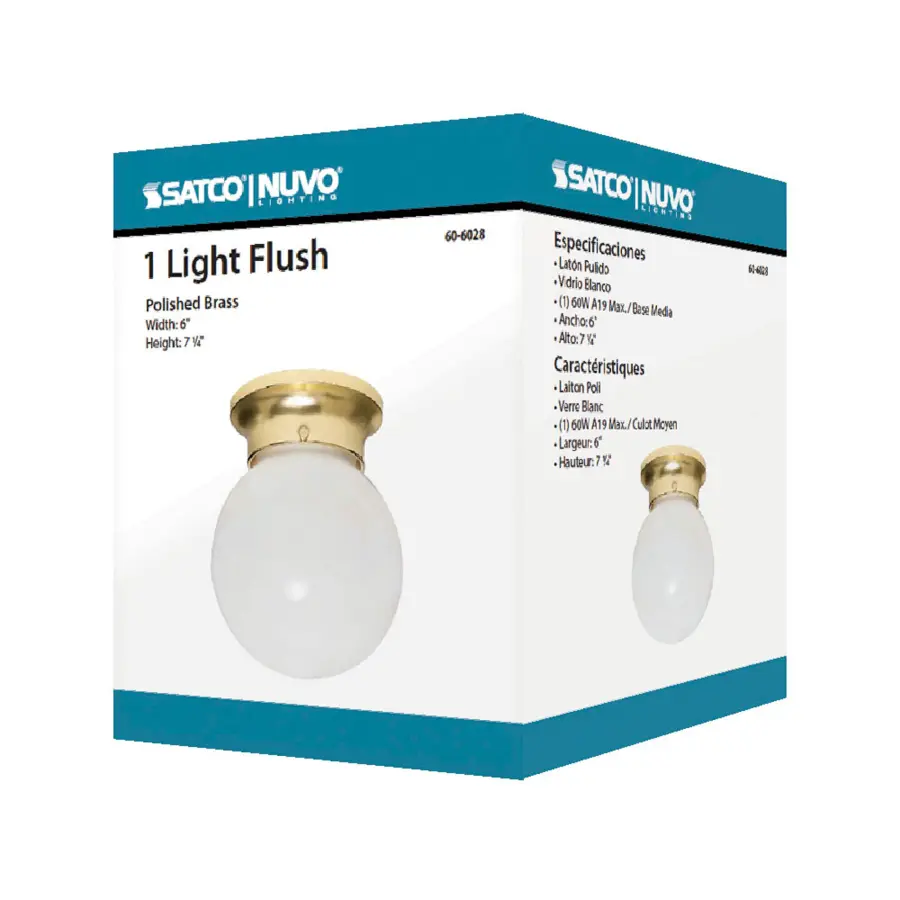 6-Inch White Ball Ceiling Light with Brass Finish - Image 3