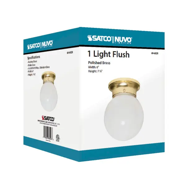 6-Inch White Ball Ceiling Light with Brass Finish - Image 4