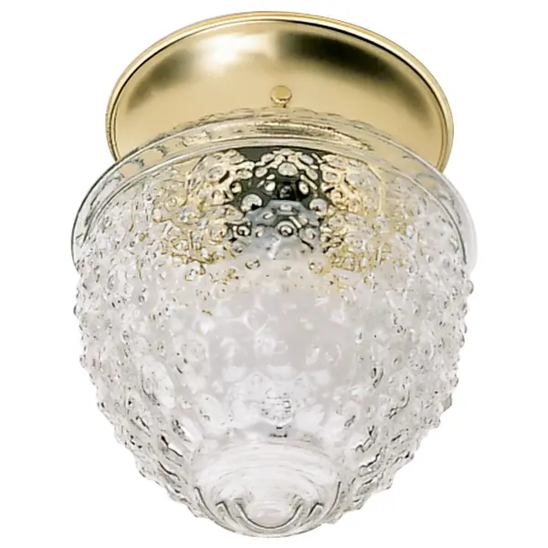 A petite 6-inch flush mount ceiling fixture featuring charming pineapple-textured clear glass and brass finish. Perfect for small spaces requiring functional lighting with traditional character.