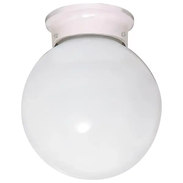 A basic 6-inch white ball ceiling fixture offering straightforward illumination for bathrooms, closets, and hallways. Clean minimalist design with practical functionality at an accessible price point.