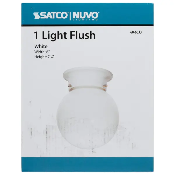 A basic 6-inch white ball ceiling fixture offering straightforward illumination for bathrooms, closets, and hallways. Clean minimalist design with practical functionality at an accessible price point. - alternate view