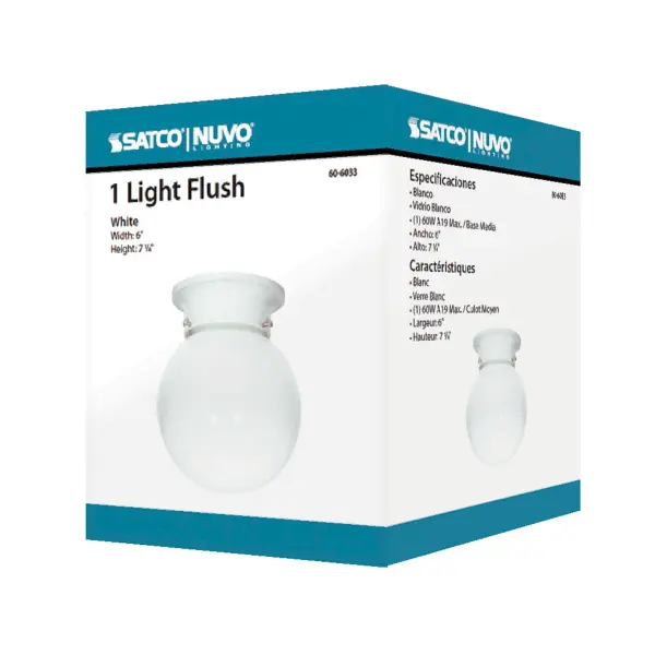 6-Inch White Ball Ceiling Light - Image 3