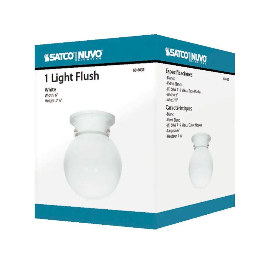 6-Inch White Ball Ceiling Light - Image 3