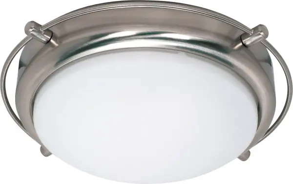 The Polaris flush mount combines geometric simplicity with practical functionality. Its brushed nickel finish and frosted glass shades deliver soft, even illumination perfect for low-ceiling spaces.