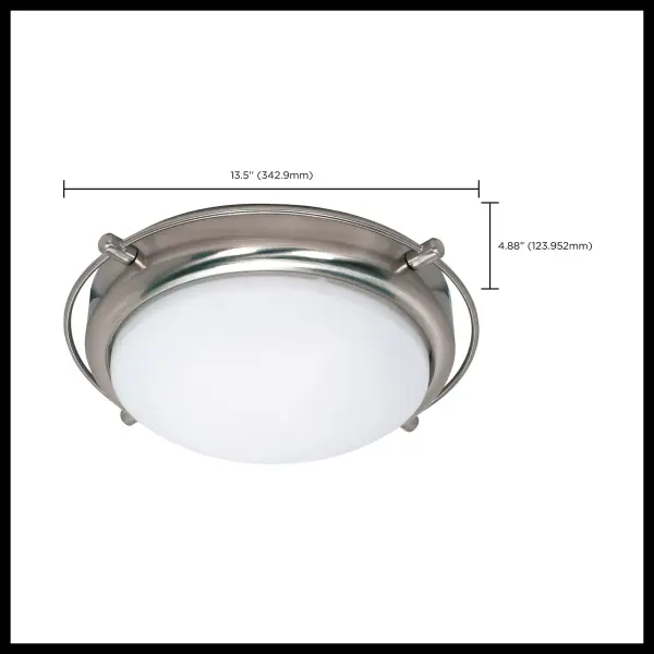 The Polaris flush mount combines geometric simplicity with practical functionality. Its brushed nickel finish and frosted glass shades deliver soft, even illumination perfect for low-ceiling spaces. - alternate view