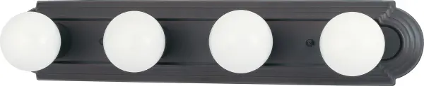 This 24-inch vanity light delivers practical illumination with traditional styling. Four lights provide even coverage for bathroom mirrors, while the bronze finish adds warmth to any space.
