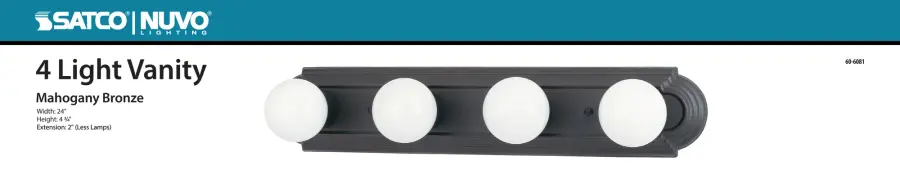 4-Light Racetrack Vanity Light - 24 Inch - Image 2