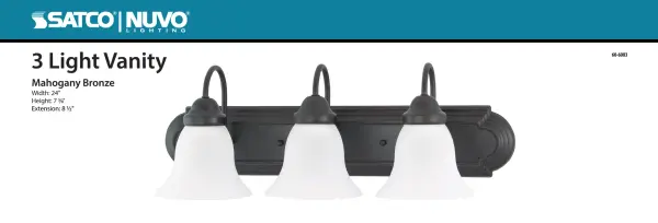 The Ballerina vanity light delivers reliable bathroom lighting with frosted white glass shades that provide soft, flattering illumination. Its 24-inch width makes it ideal for standard vanities and powder rooms. - alternate view