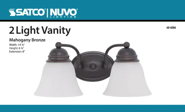 Empire 2-Light Vanity Light with Frosted White Glass - Image 2