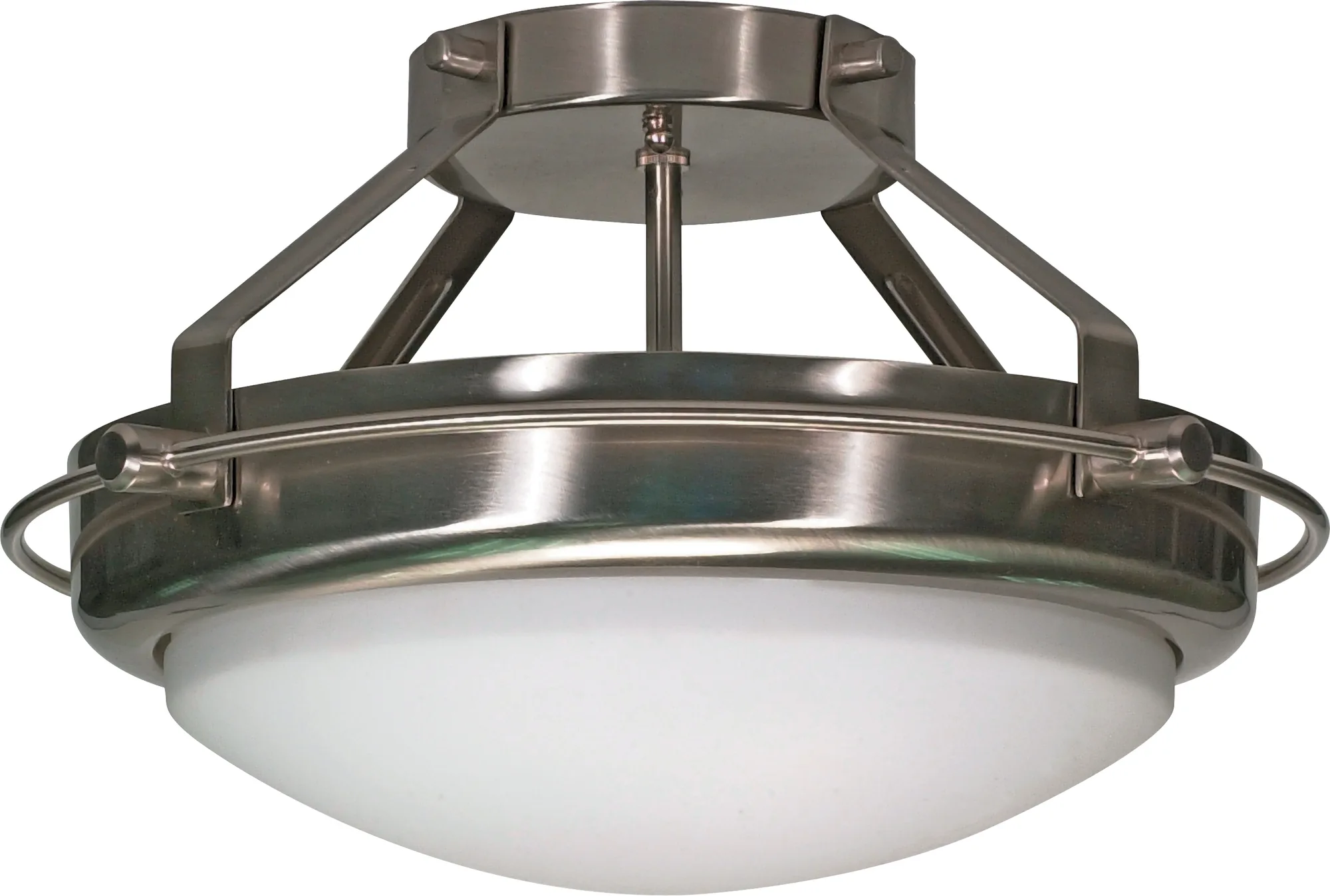 Polaris 2-Light Semi-Flush Mount with Satin Frosted Glass