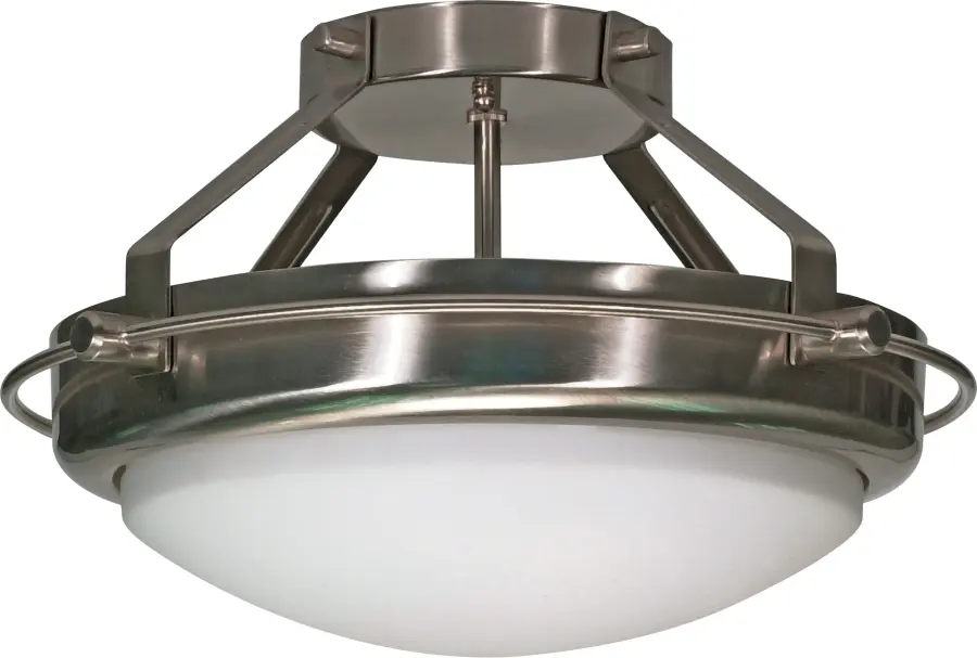 Polaris 2-Light Semi-Flush Mount with Satin Frosted Glass - Image 1