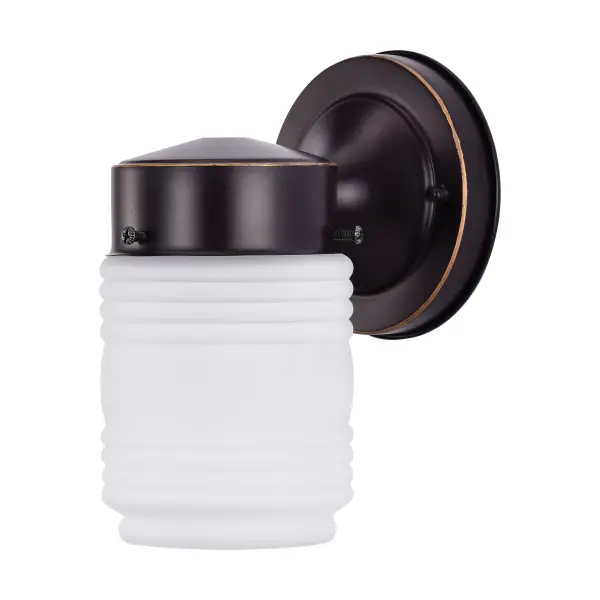 This compact outdoor wall sconce features an iconic mason jar silhouette with frosted ribbed glass that softly diffuses light. The mahogany bronze finish adds warmth and rustic character, making it perfect for porches, entryways, and patios.
