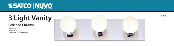 This 3-light vanity strip delivers functional bathroom lighting at an entry-level price point. The 18-inch chrome fixture provides adequate illumination for small to medium vanities with a clean, contemporary aesthetic. - alternate view