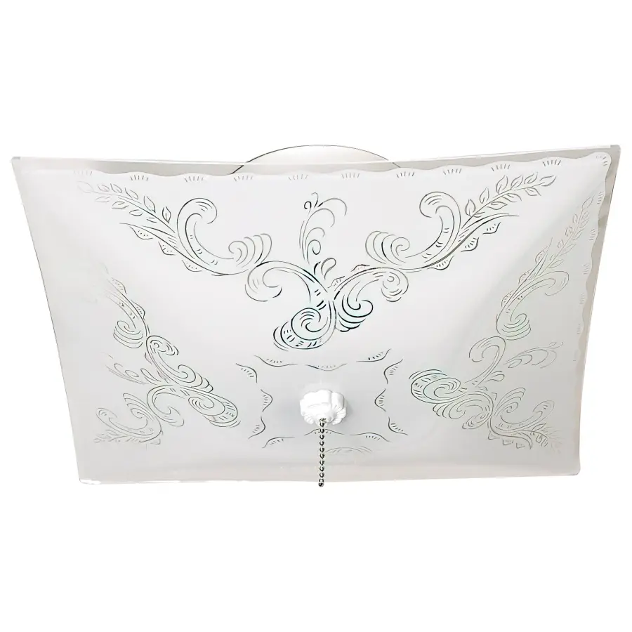 Square Floral Flush Mount Ceiling Light with Pull Chain - Image 1