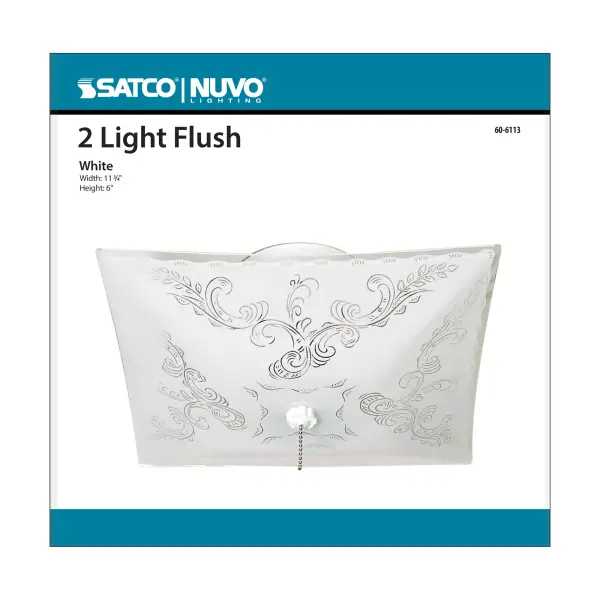 A budget-friendly 12-inch flush mount featuring traditional floral glass detailing and pull chain operation. Ideal for smaller spaces requiring simple, functional lighting with vintage charm. - alternate view