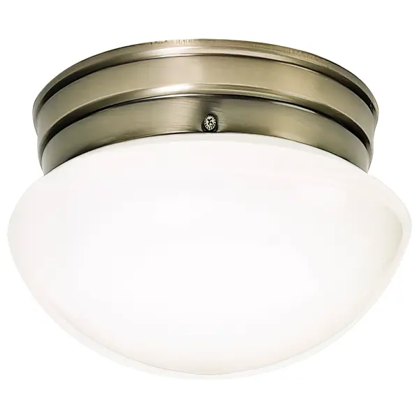 This 8-inch antique brass flush mount delivers timeless style with its mushroom-shaped shade. Ideal for hallways, bathrooms, and closets where ceiling clearance is limited. The warm brass finish adds vintage charm.