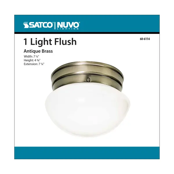 This 8-inch antique brass flush mount delivers timeless style with its mushroom-shaped shade. Ideal for hallways, bathrooms, and closets where ceiling clearance is limited. The warm brass finish adds vintage charm. - alternate view