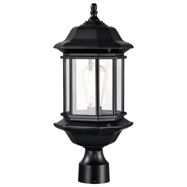 The Hopkins Post Light combines timeless Tudor design with modern durability. Its die-cast aluminum construction and matte black finish create rich depth, while clear glass panels beautifully showcase vintage filament bulbs.