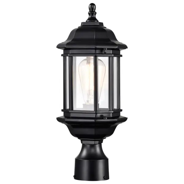 The Hopkins Post Light combines timeless Tudor design with modern durability. Its die-cast aluminum construction and matte black finish create rich depth, while clear glass panels beautifully showcase vintage filament bulbs.