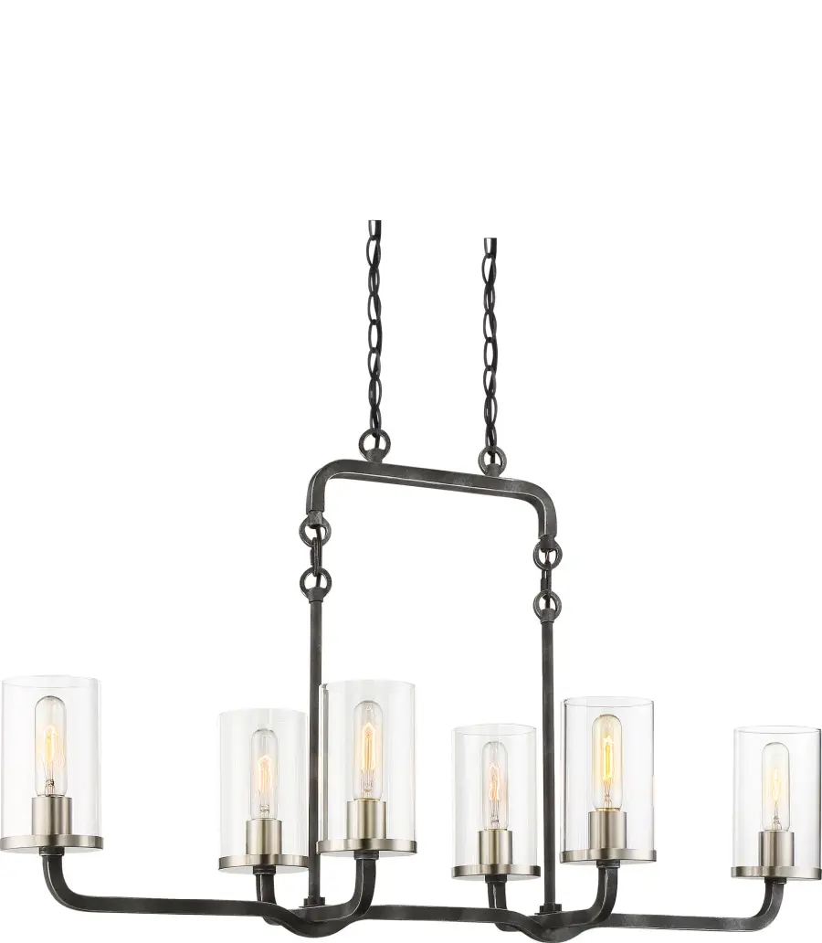 Sophisticated 6-Light Island Pendant with Mixed Metal Finish - Image 1