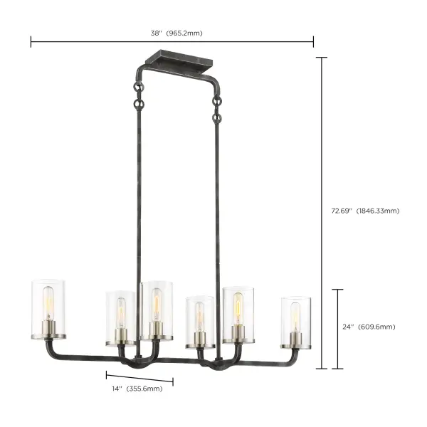 Sophisticated 6-Light Island Pendant with Mixed Metal Finish - Image 2