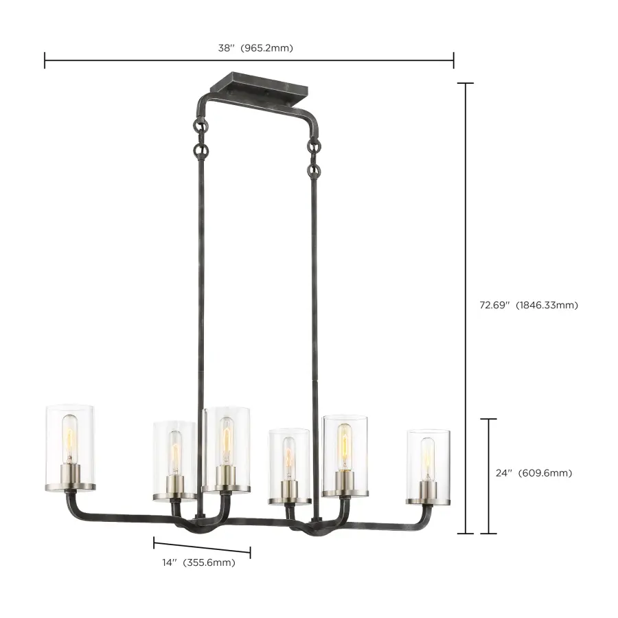 Sophisticated 6-Light Island Pendant with Mixed Metal Finish - Image 2