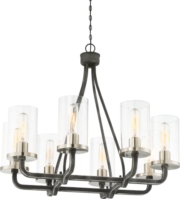 Sophisticated 8-Light Chandelier with Mixed Metal Finish - Image 1