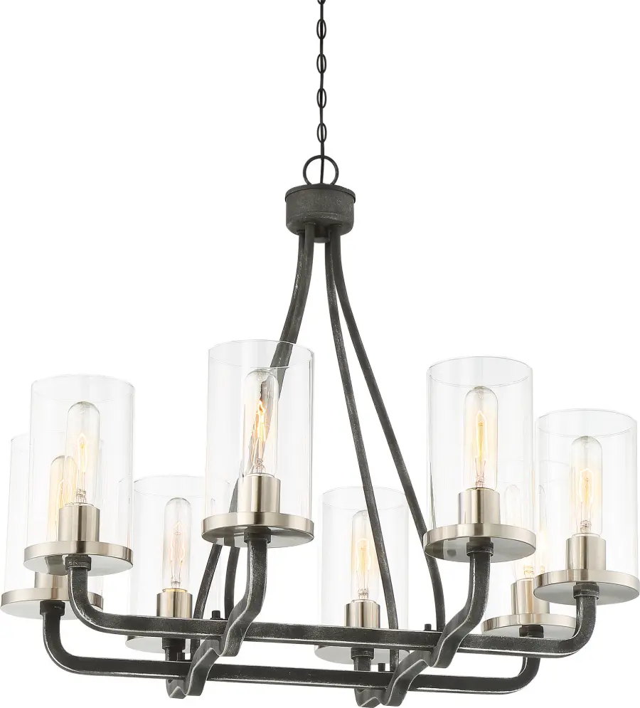 Sophisticated 8-Light Chandelier with Mixed Metal Finish - Image 1