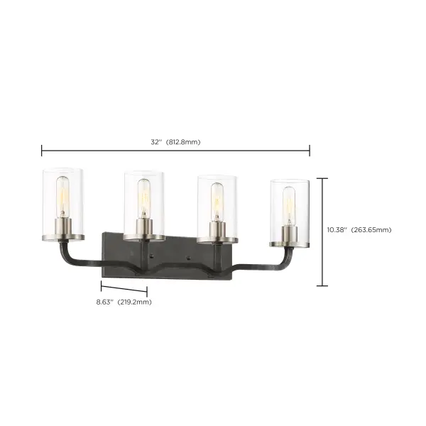 Elegant 4-Light Vanity with Contemporary Black & Nickel Finish - Image 2