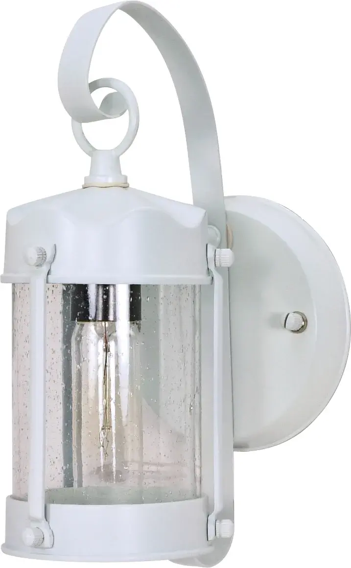 Piper 11" Outdoor Wall Lantern in White with Clear Seed Glass