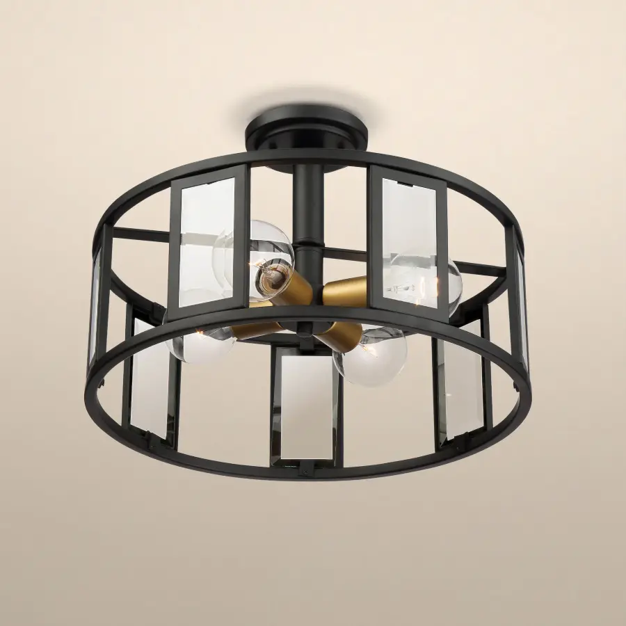 Elegant Transitional Semi-Flush with Brass Accent Details - Image 6